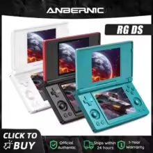 جهاز ألعاب فيديو Anbernic RG DS بشاشتين IPS مقاس 4.0 بوصة، يدعم نظام أندرويد 14، ويدعم تطبيقين على شاشات منفصلة، وشريحة Hall Switch.